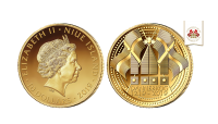 Speciel Jubilæumønt ”Dannebrog 800 år” guldmønt i 99,9% guld. Guldmønt udgivet i forbindelse med 800-året for Dannebrog