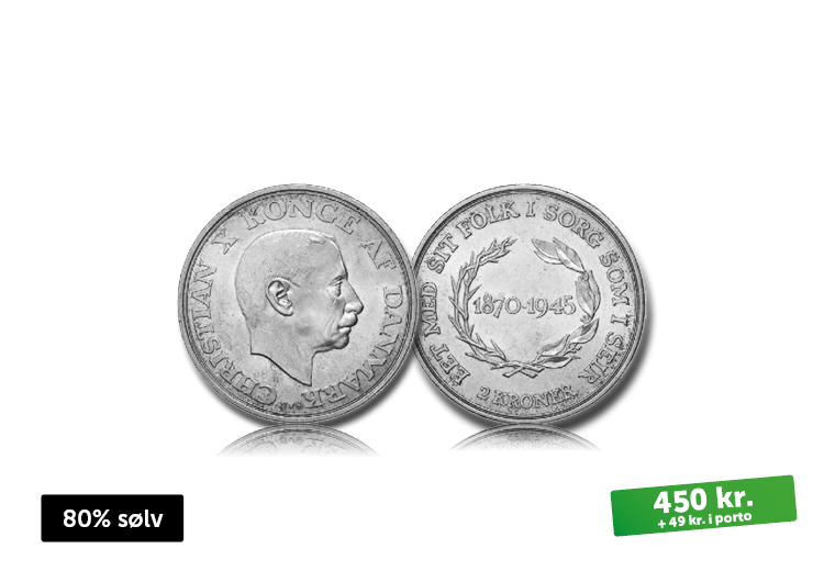 Christian X 2-krone fra 1945  – "EET MED SIT FOLK I SORG SOM I SEJR"