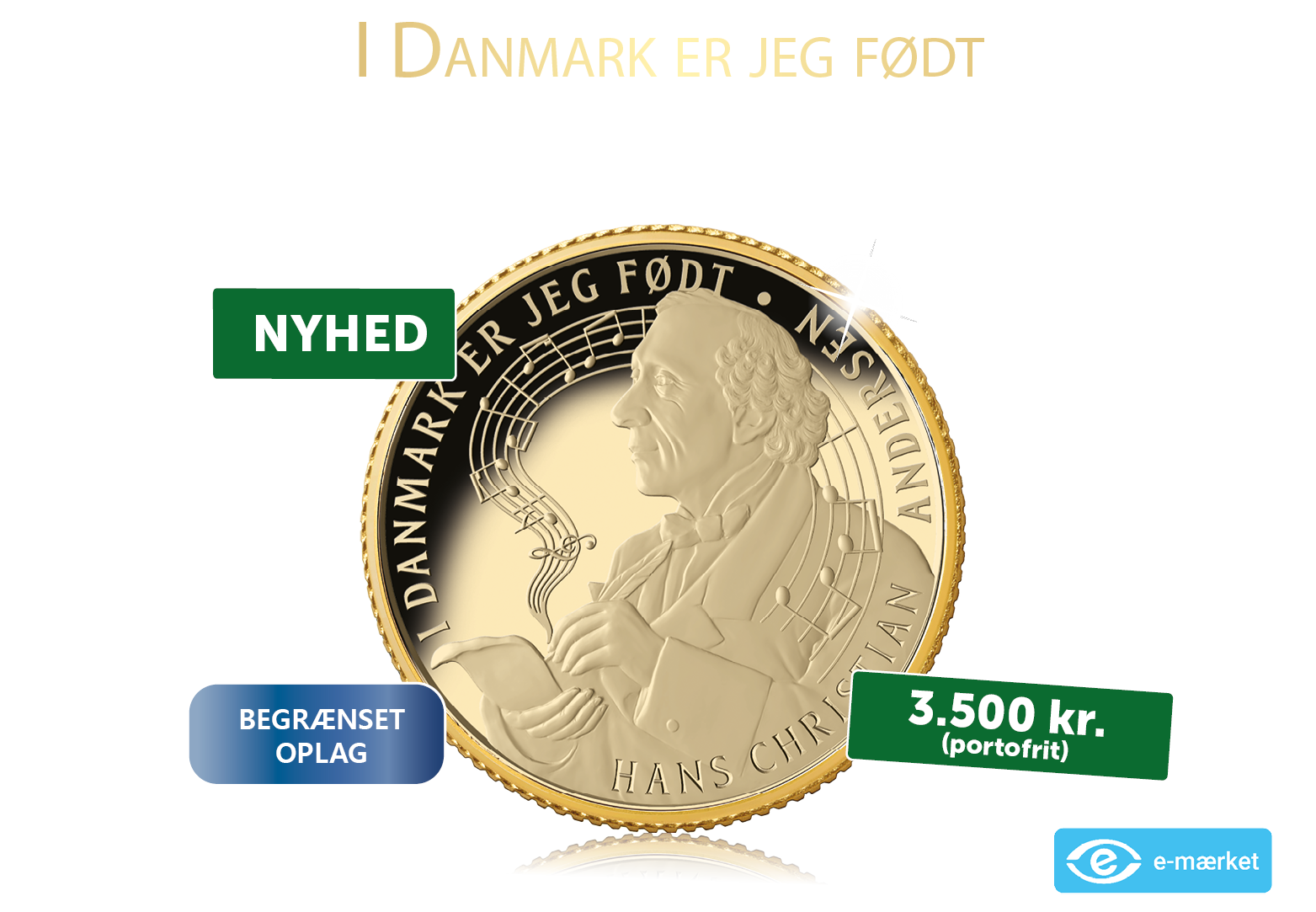 Første guldmønt med Danmarks uofficielle nationalmelodi