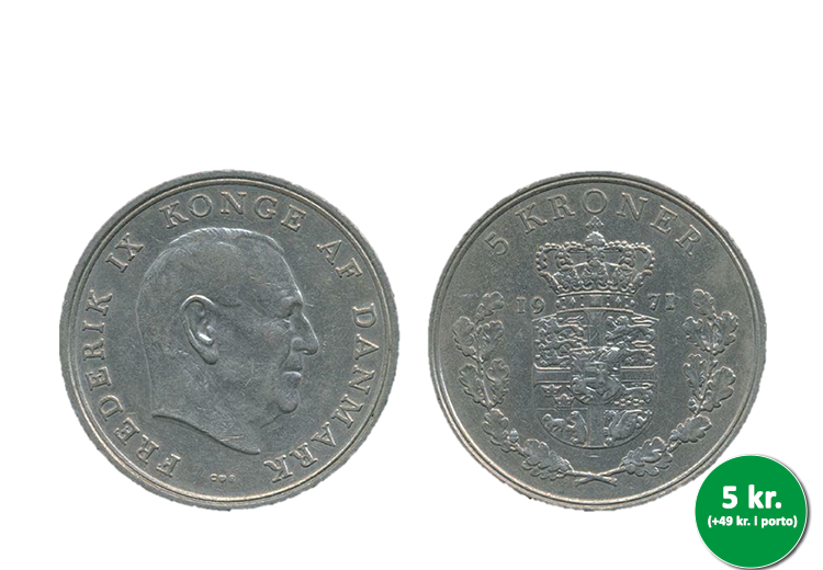 Dansk 5 krone med Fredeik IX 