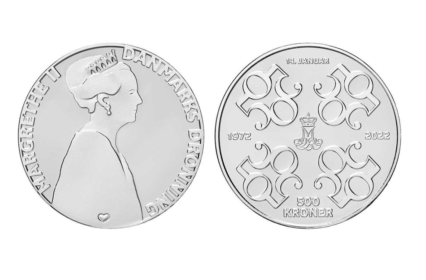 Erindringsmønt 500-krone 50-års regentjubilæum (2022) Erindringsmønt 500-krone 50-års regentjubilæum (2022)
