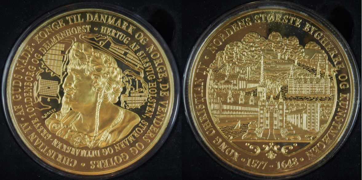 Christian IV Gigant Medalje - forgyldt med 24 karat rent guld