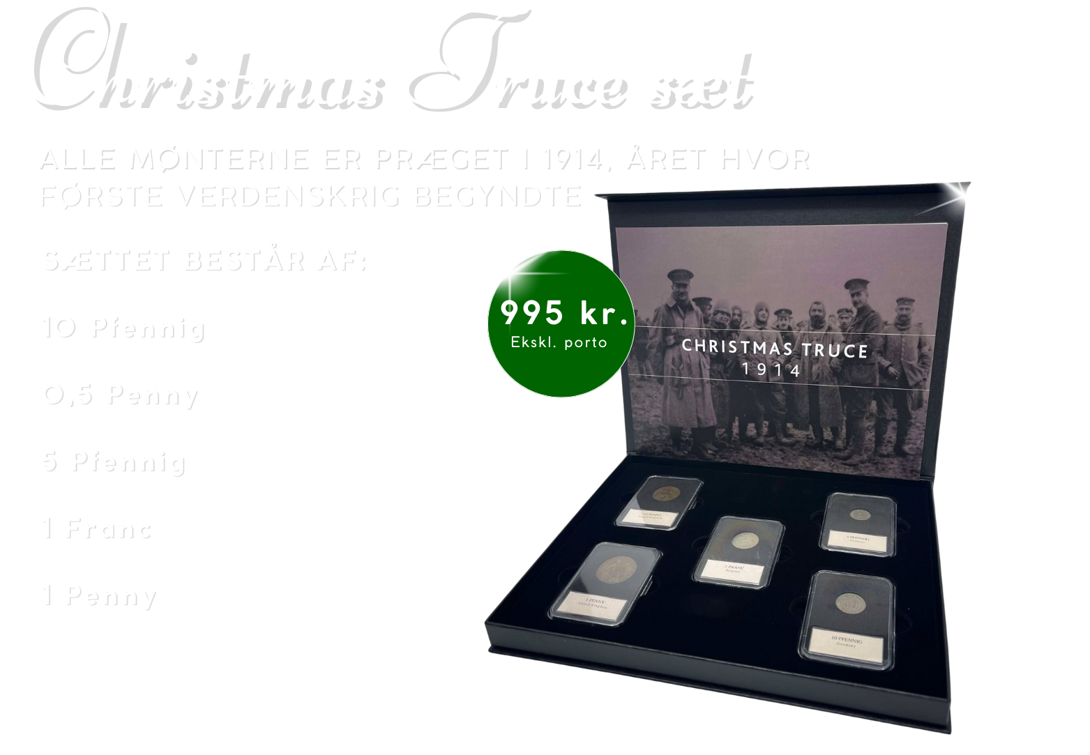 Eksklusivt "Christmas Truce" møntsæt præget i 1914 