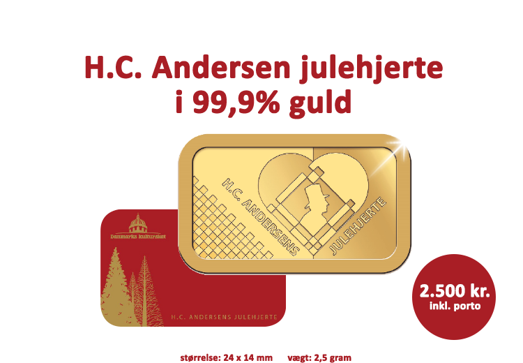 24 karat guldbarre med vores allesammens H.C. Andersen i 99,9% guld