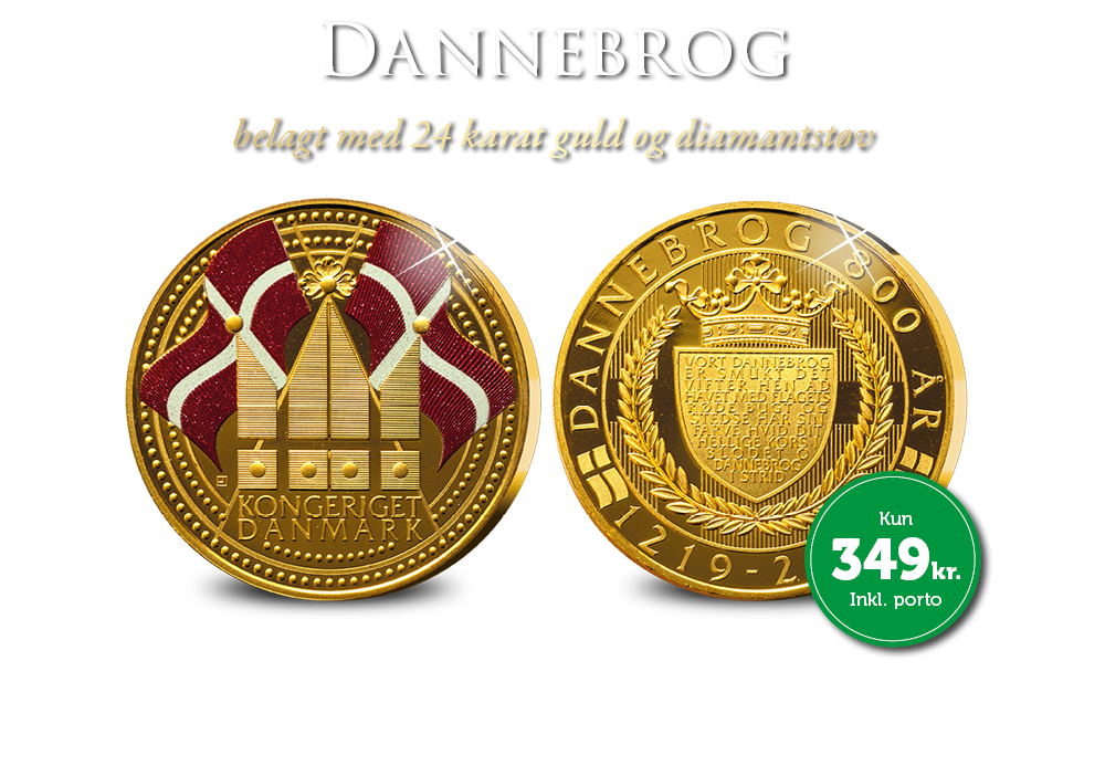 Jubilæumsmedalje ”Dannebrog 800 år” - Eksklusiv specialudgave belagt med 24 karat guld og diamantstøv.