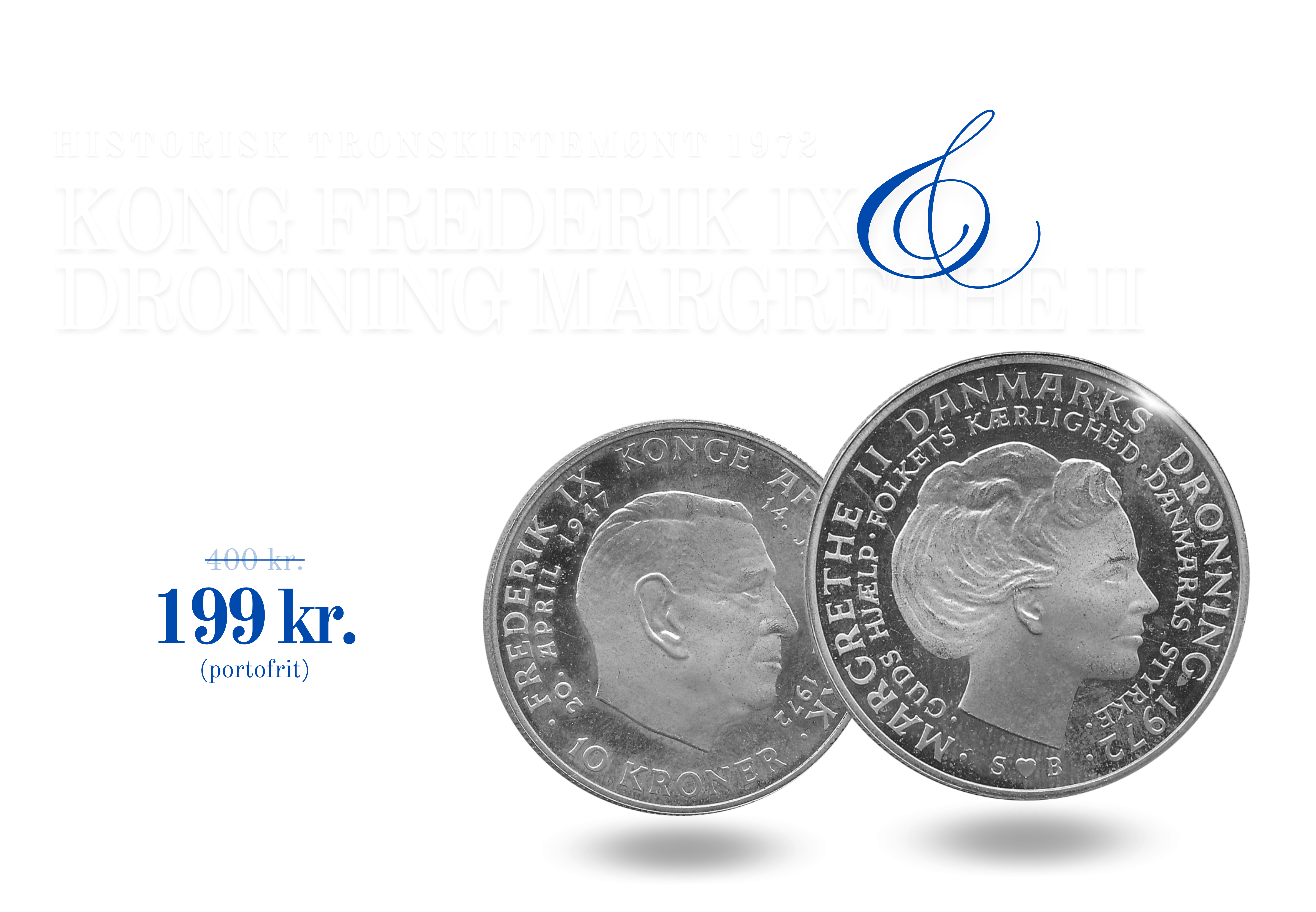 Officiel dansk 10 kr. fra 1972 - Tronskifte