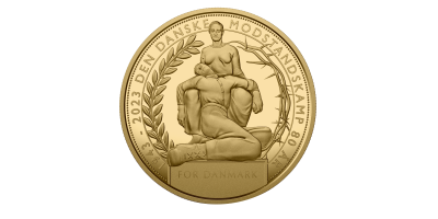 Den danske modstandskamp  - forgyldt medalje med safir-, rubin- og diamantstøv