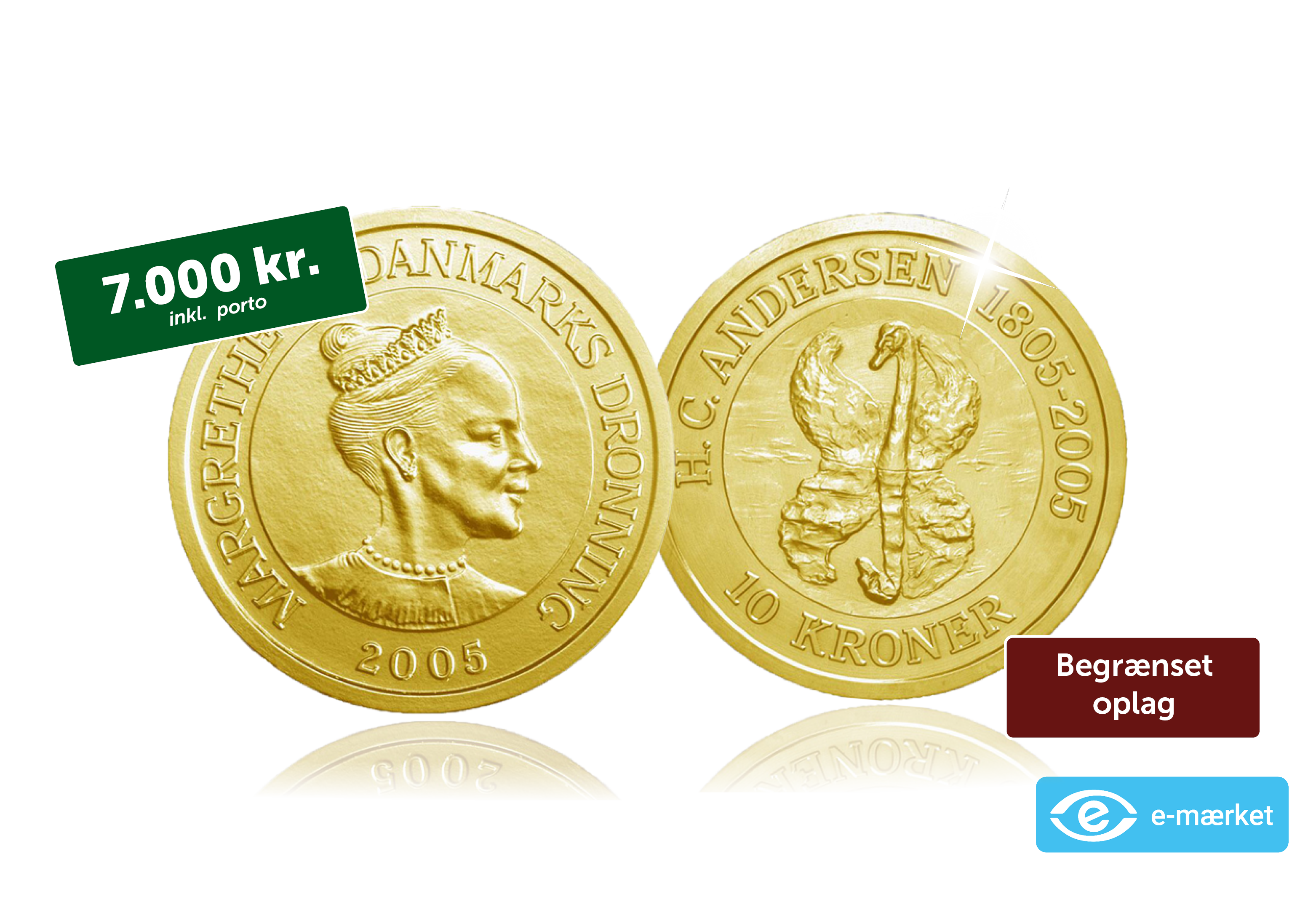 Danmarks første erindringsmønt i ægte guld nogensind - Få den officielle H.C. Andersen-guldmønt