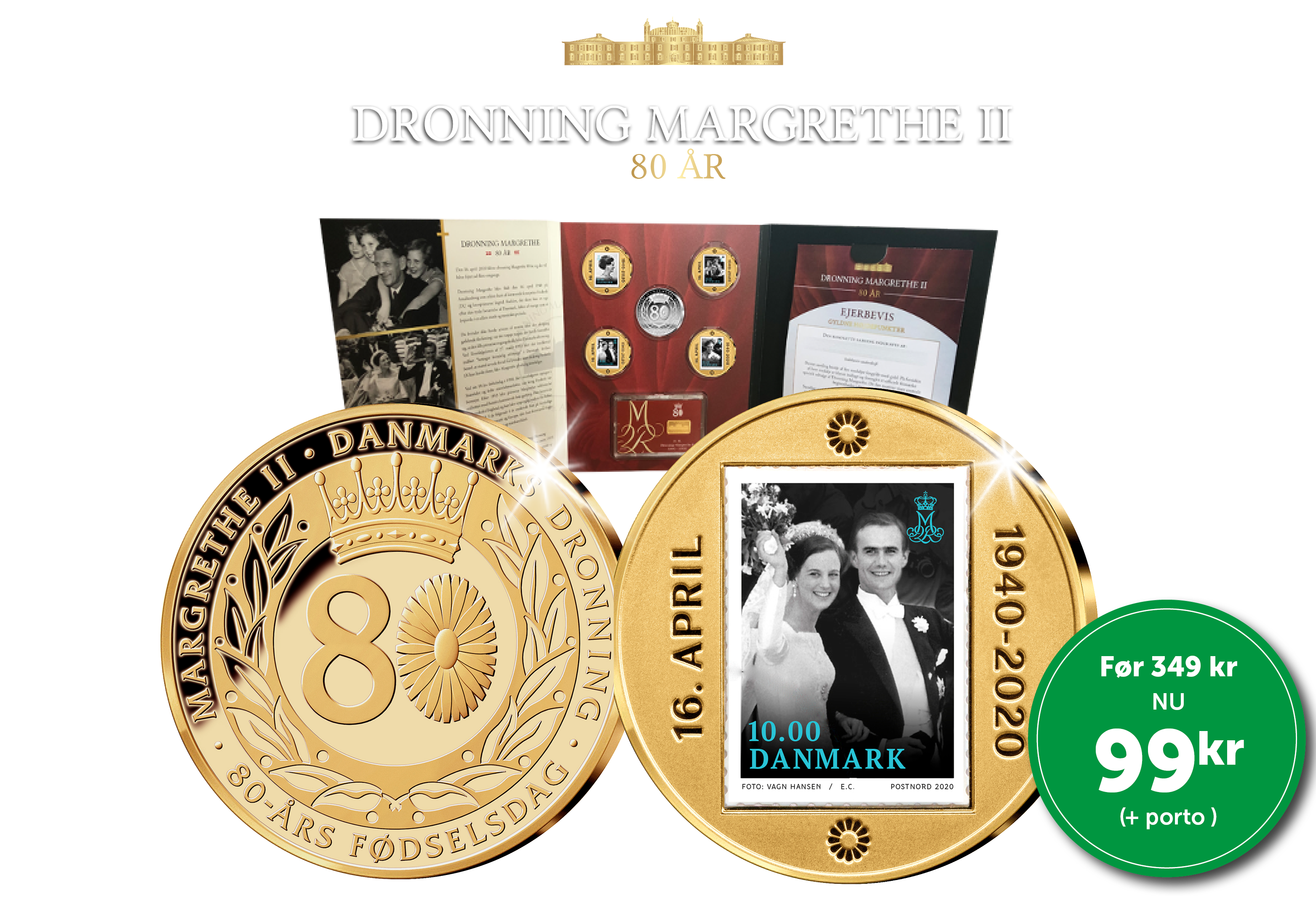 Dronning Margrethes 80 år - Løbende samling. Ingen binding. Du kan til enhver tid opsige din samling
