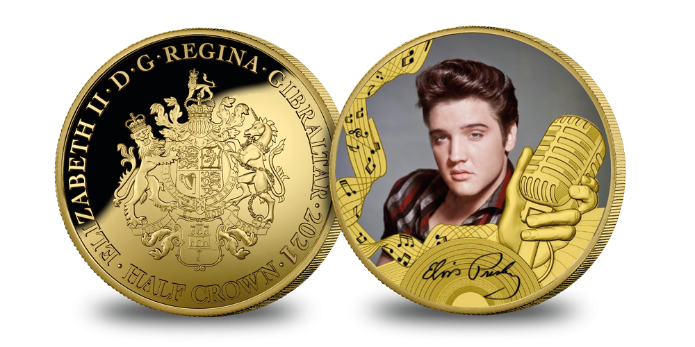 Elvis Presley - The King of Rock 'n' Roll guldbelagt mønt