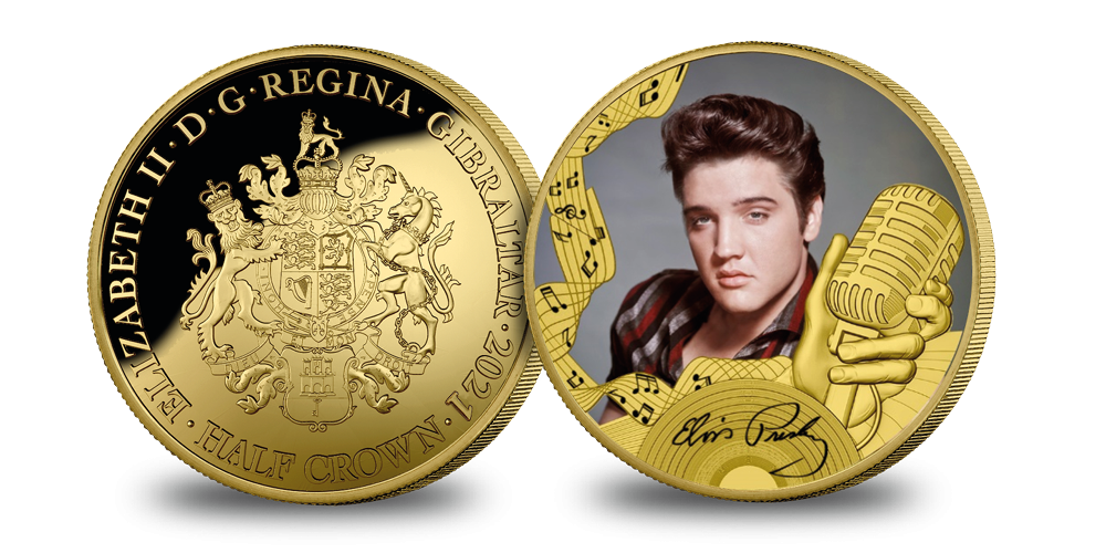 Elvis Presley - The King of Rock 'n' Roll guldbelagt mønt Elvis Presley - The King of Rock 'n' Roll guldbelagt mønt