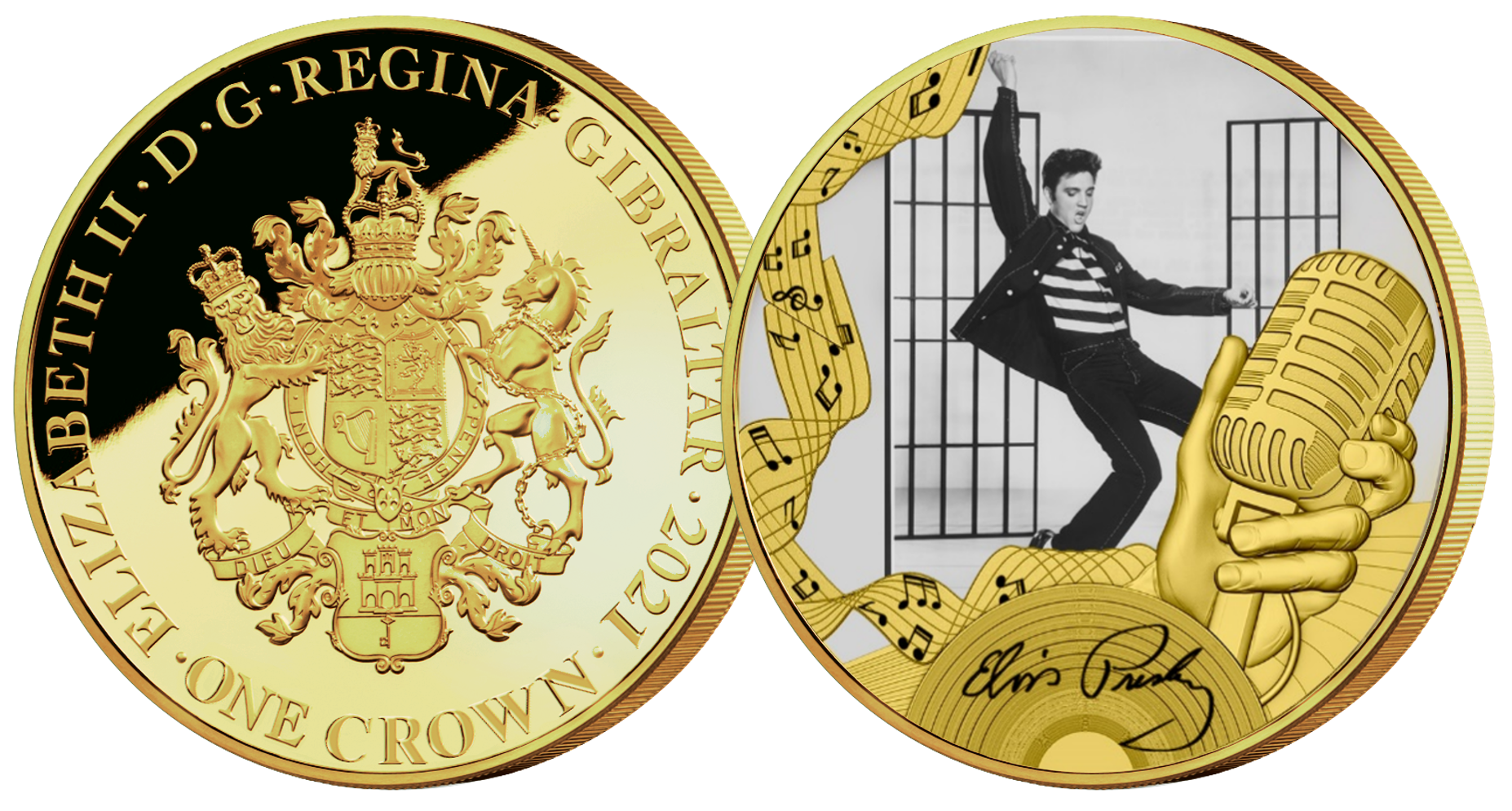 Elvis Presley - The King of Rock 'n' Roll. Denne flotte møntsamling er udgivet for at hylde manden som ændrede musikhistorien for altid, for hans gode udseende, charme og fantastiske stemme. Mønten kan blive din i dag for kun 149 kr. inkl. porto. Elvis Presley - The King of Rock 'n' Roll. Denne flotte møntsamling er udgivet for at hylde manden som ændrede musikhistorien for altid, for hans gode udseende, charme og fantastiske stemme. Mønten kan blive din i dag for kun 149 kr. inkl. porto.