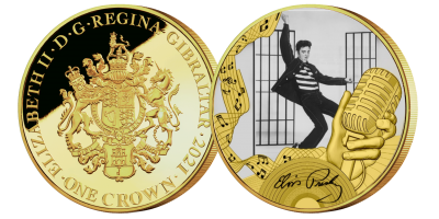 Elvis - The King of Rock 'n' Roll (5 guldbelagte mønter) - Ingen binding. Du kan til enhver tid opsige din samling.
