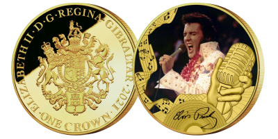 Elvis - The King of Rock 'n' Roll (5 guldbelagte mønter) - Ingen binding. Du kan til enhver tid opsige din samling.