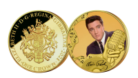   Elvis Presley - The King of Rock 'n' Roll. Denne flotte møntsamling er udgivet for at hylde manden som ændrede musikhistorien for altid, for hans gode udseende, charme og fantastiske stemme. Mønten kan blive din i dag for kun 149 kr. inkl. porto.
