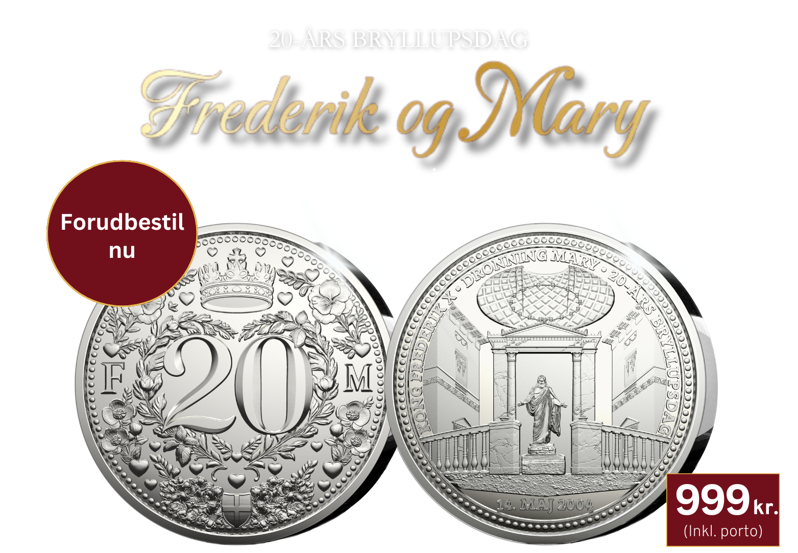 Eksklusiv bryllupsmedalje i 99,9% sølv