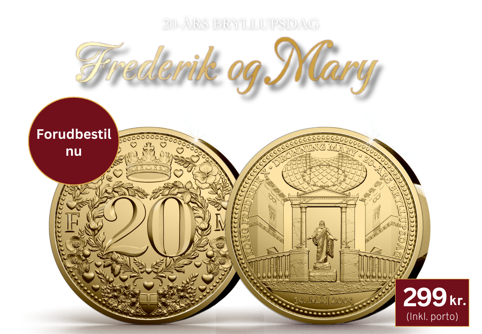 Eksklusiv bryllupsmedalje i 24 karat guld