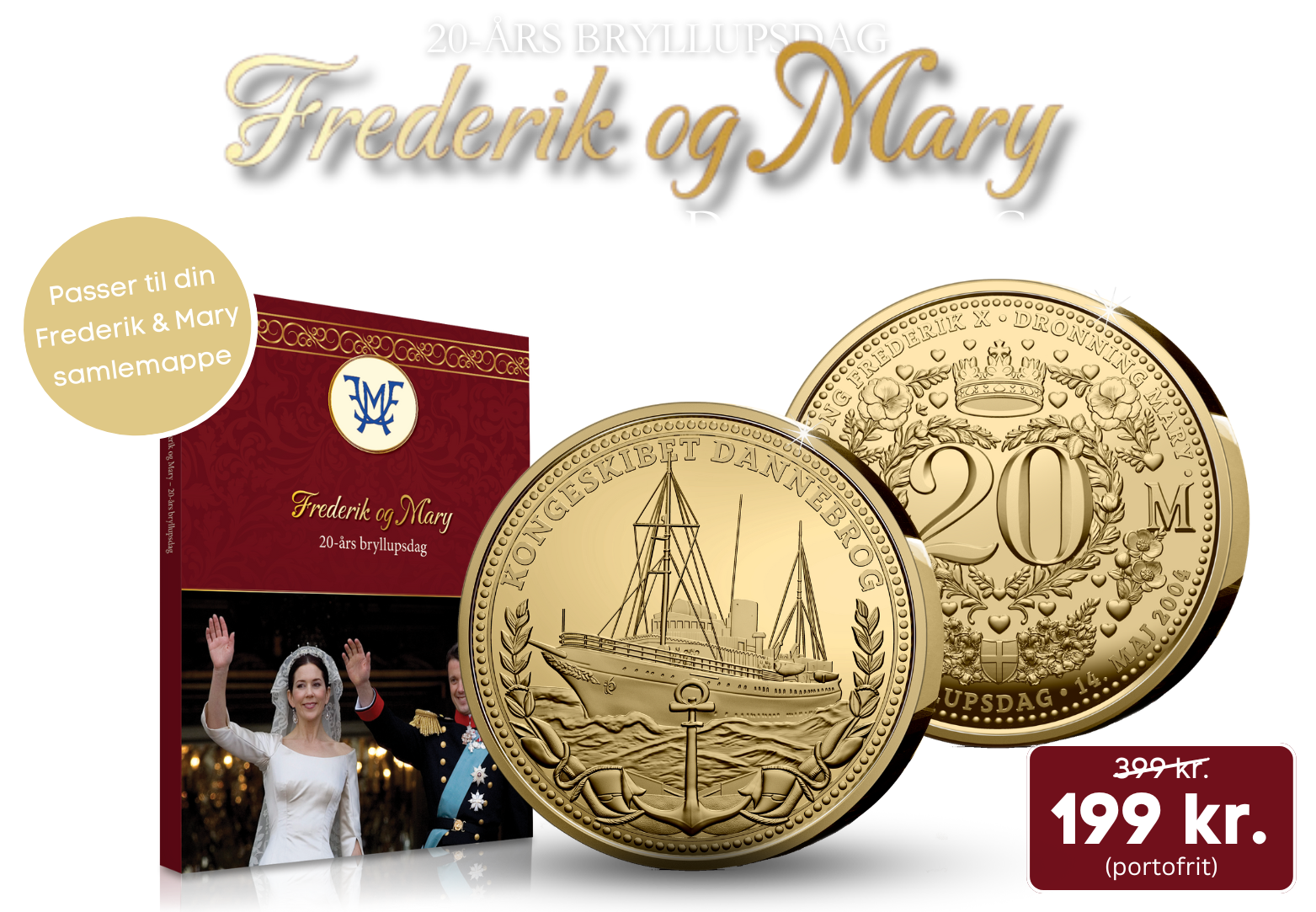 Eksklusiv forgyldt medalje med Kongeskibet Dannebrog
