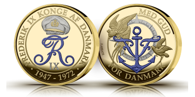 Frederik IX 2022 forgyldt medalje med diamant- og safirstøv