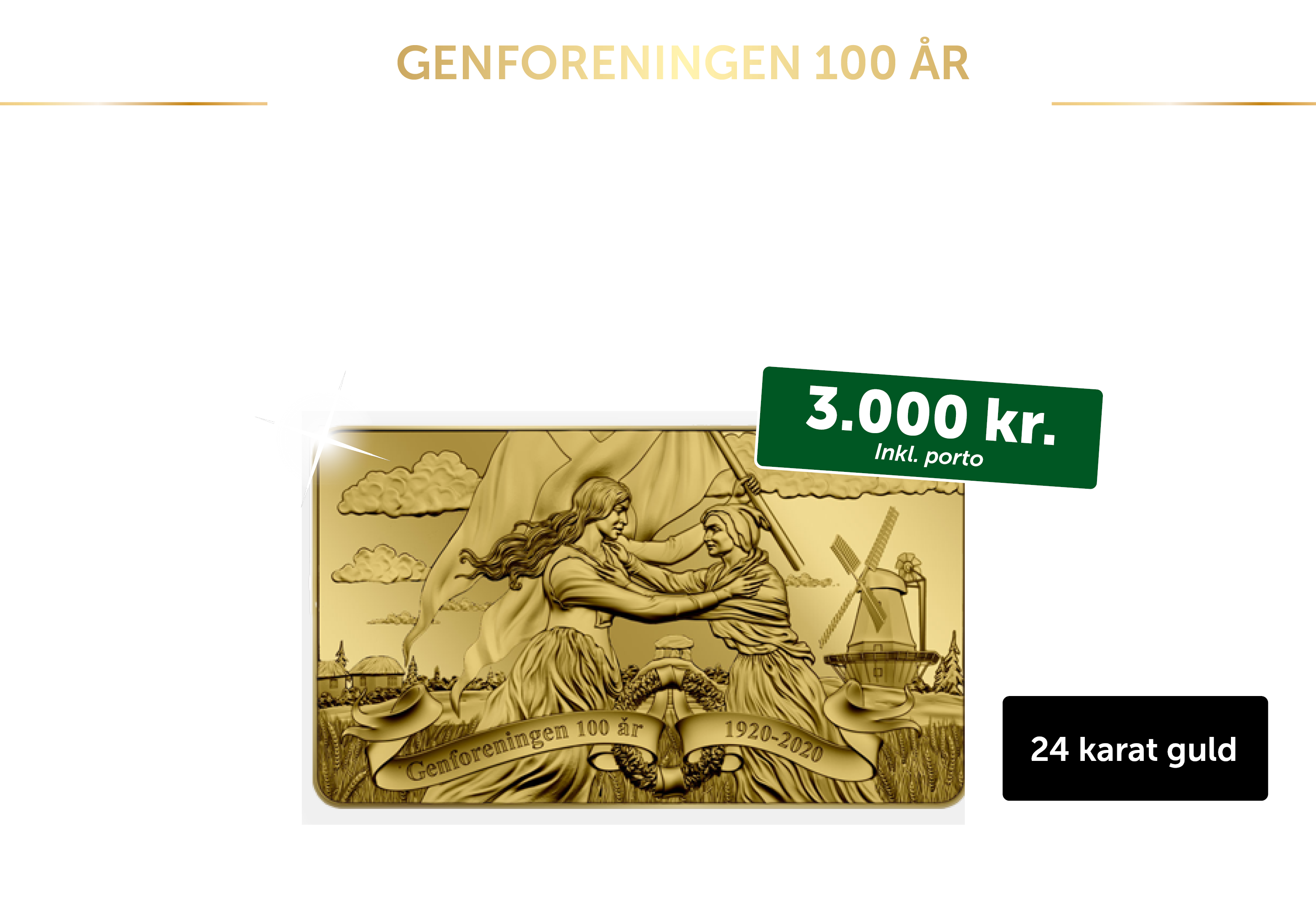 Genforeningen 100 år guldbarre 2,5 gram