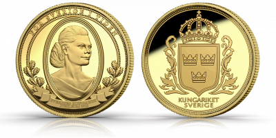 Guldbelagt medalje med Kronprinsesse Victoria