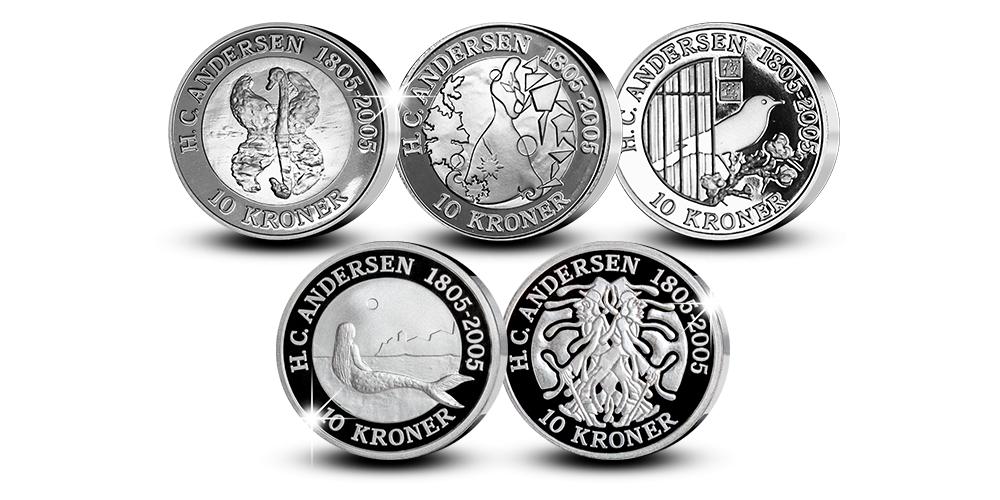 Komplet sølvsæt med Danmarks favoritforfatters eventyr! Komplet sølvsæt med Danmarks favoritforfatters eventyr!