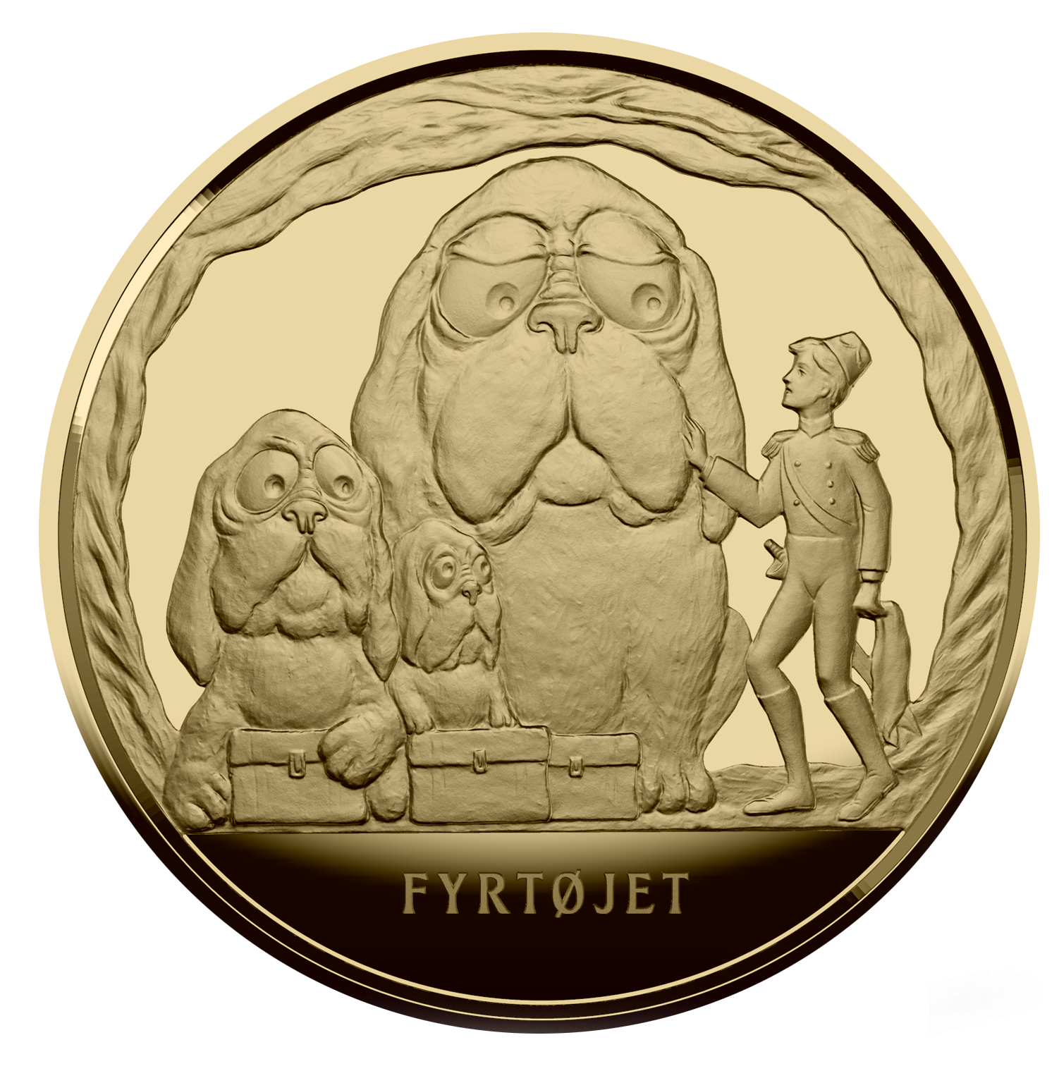 En flot, guldbelagt medalje med motiver fra eventyret Fyrtøjet til kun 149 kr. inkl. porto. Belagt med 99,9% fairmined guld, som er guld udvundet på bæredygtig og ansvarlig vis. En flot, guldbelagt medalje med motiver fra eventyret Fyrtøjet til kun 149 kr. inkl. porto. Belagt med 99,9% fairmined guld, som er guld udvundet på bæredygtig og ansvarlig vis.