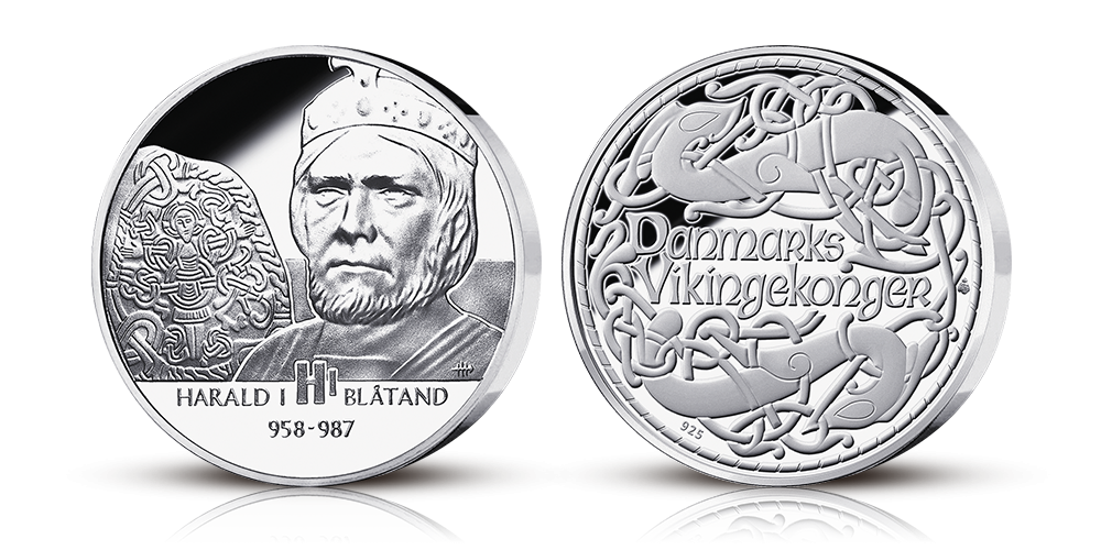 Medalje i 92,5% sølv med Harald Blåtand Medalje i 92,5% sølv med Harald Blåtand
