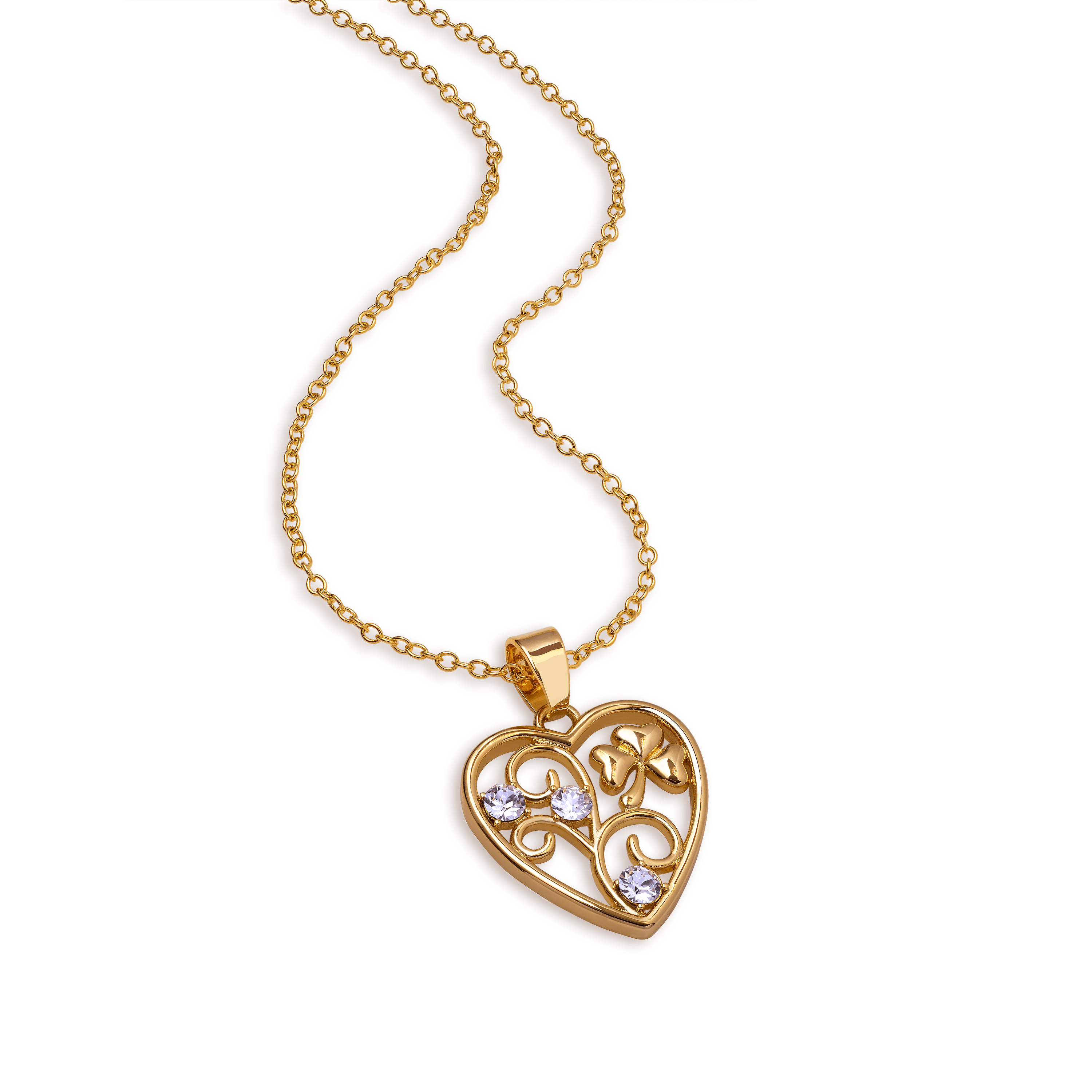 Bliv en af vores heldige, som får fingrene i denne smukke og forgyldte halskæde med tre Swarovski-krystaller som fremhæver en flot firkløver. Denne smukke halskæde er forgyldt med 18 karat guld som leveres i smuk indpakning.