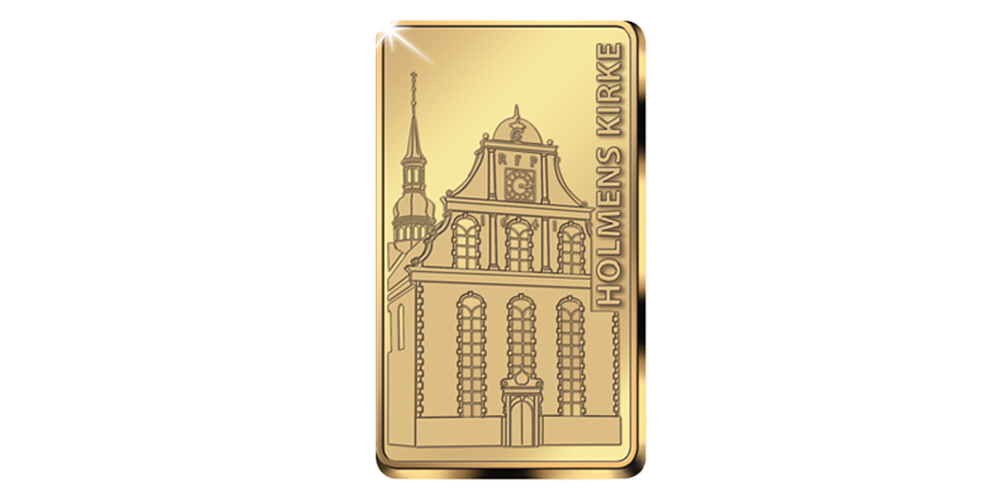 Danmarks Kulturskat: Holmens Kirke 5 gram guldbarre Danmarks Kulturskat: Holmens Kirke 5 gram guldbarre