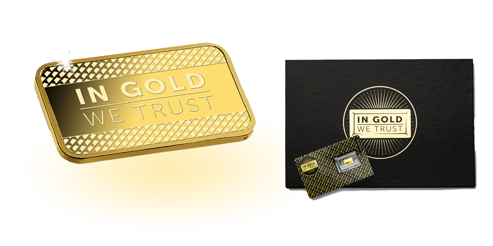 In gold we trust 1/100 oz guldbarre 2020 - I 24 karat guld! In gold we trust 1/100 oz guldbarre 2020 - I 24 karat guld!