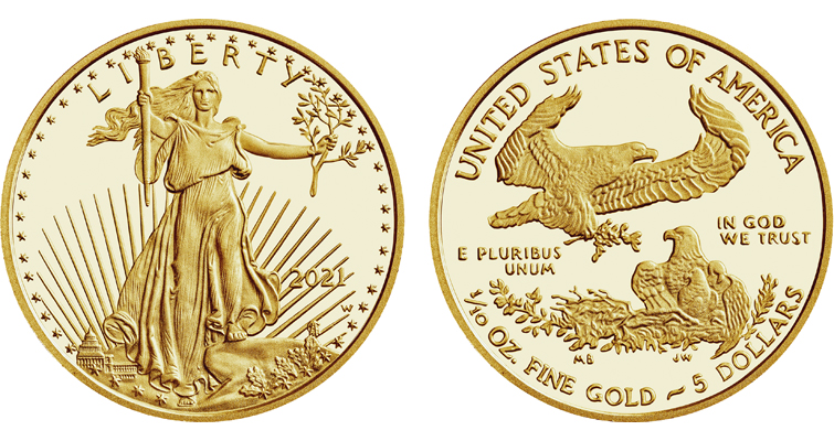 Legendarisk Gold Eagle-sæt med to guldmønter, der fejrer 35-års jubilæum med originalt og helt nyt design