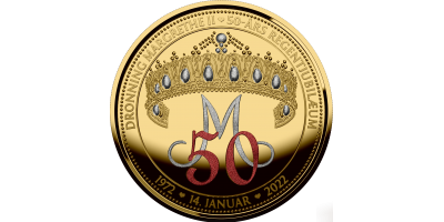 Dronning Margrethe 50-års regentjubilæum: Medalje belagt med Fairmined guld, rubin -og diamantstøv 