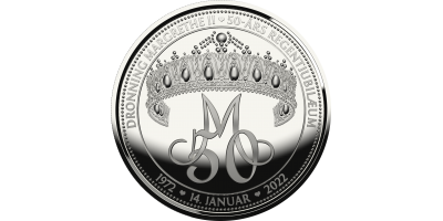Fejring af dronning Margrethes 50 års regentjubilæum med en flot medalje - en hyldest til hendes indsats og betydning for vores nation