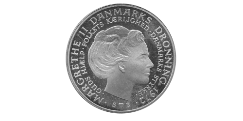 Margrethe II tronskiftemønt i sølv kun 199 kr. SølvVores historie i dine hænder!