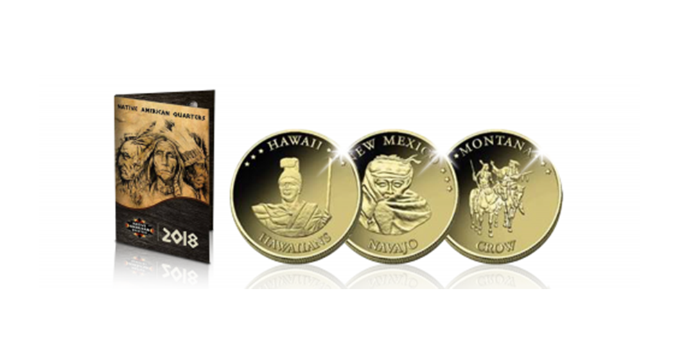 Et komplet sæt med 15 smukke officielle Quarter mønter. Alle mønterne i sættet er forgyldt med 24 karat, og leveres i en smuk præsentationsmappe.