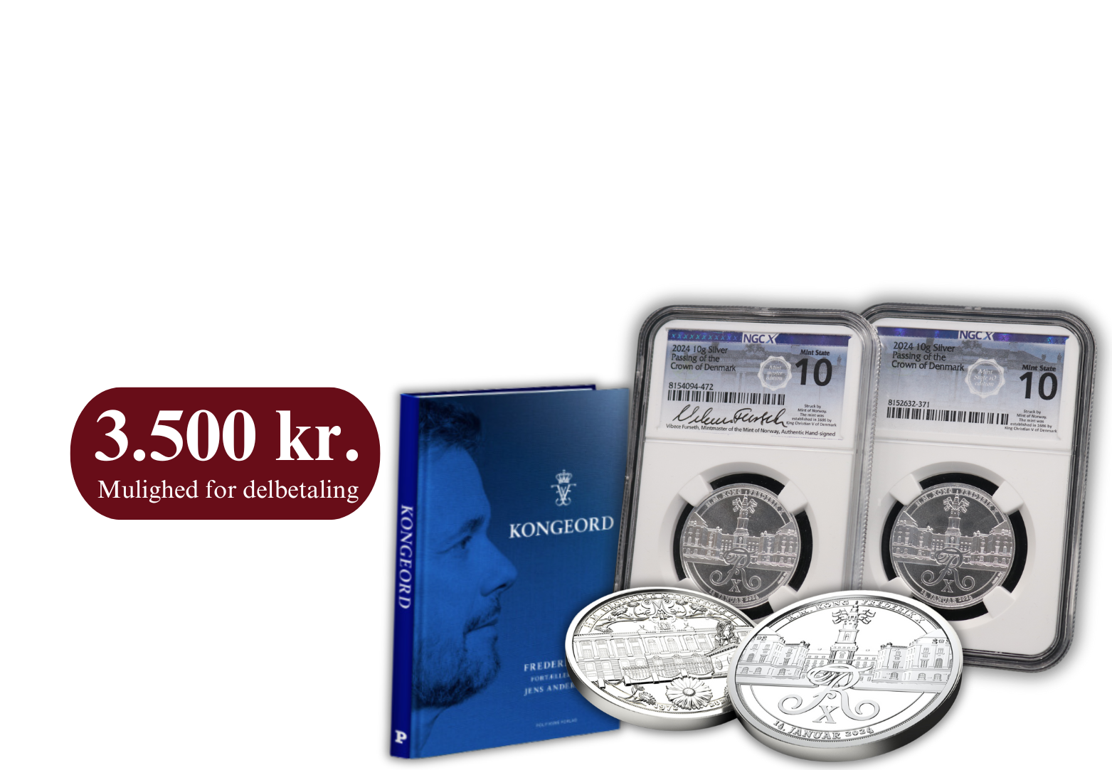 Tronskiftemedaljesæt vurderet af NGC Mint State 10 - mint master edition