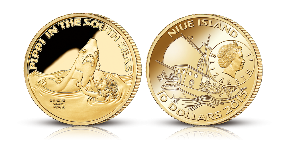 Pippi mønt i 99,9 % guld Pippi mønt i 99,9 % guld
