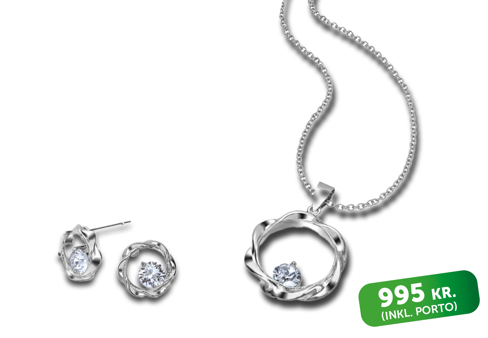 Halskæde og øreringe med Swarowski krystaller