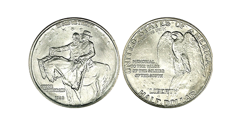 Motivet på mønten er med nogle af de mest berømte personer i USA's historie: Robert E. Lee, Stonewall Jackson Motivet på mønten er med nogle af de mest berømte personer i USA's historie: Robert E. Lee, Stonewall Jackson