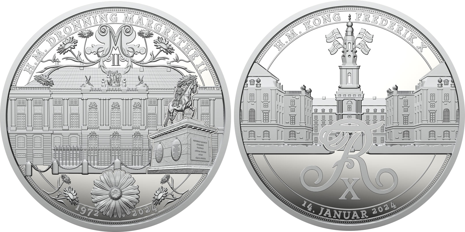 Tronskiftemedalje med unikke motiver