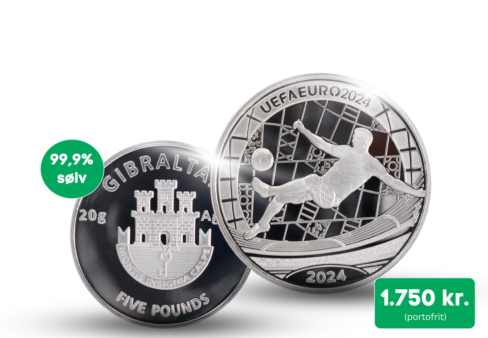 Første officielle mønt i 99,9% sølv fra UEFA EURO 2024